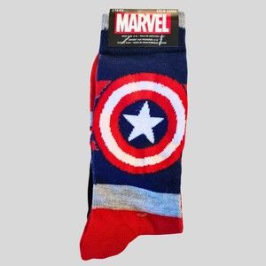 Marvel Men's 2 pair pack Captain America Crew Socks Size 6-12 NEW